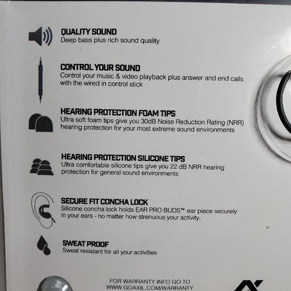 AXIL EAR PRO BUDS Hearing Protection Shooting Earbuds, Sound Control, Wired, NEW - Picture 3 of 4